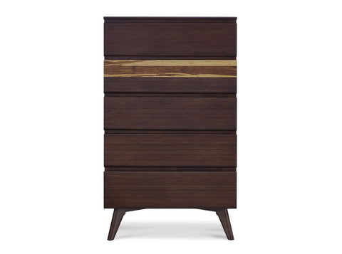 Greenington AZARA Bamboo Five Drawer Chest - Sable with Exotic Tiger